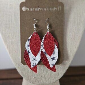 HALLOWEEN Earrings, Handmade, 3 Inches long, Set #3 Faux Leather